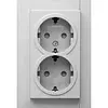 Kopp wandcontactdoos 2-voudig randaarde Safety+ voor enkele inbouwdoos HK07 Athenis staal grijs (940247006)
