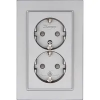 Kopp wandcontactdoos 2-voudig randaarde Safety+ voor enkele inbouwdoos HK07 Athenis staal grijs (940247006)