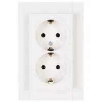 Kopp wandcontactdoos 2-voudig randaarde voor enkele inbouwdoos HK07 Athenis helder wit glans (929529008)