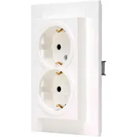 Kopp wandcontactdoos 2-voudig randaarde voor enkele inbouwdoos HK07 Athenis helder wit glans (929529008)