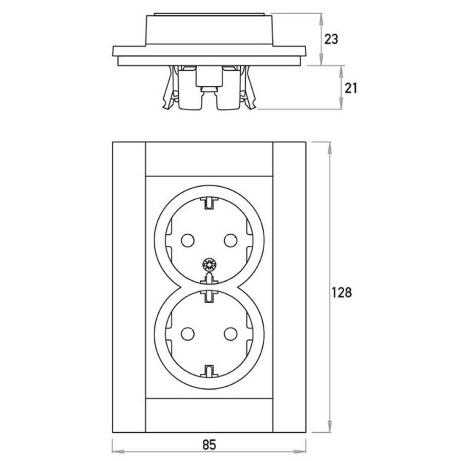 Kopp wandcontactdoos 2-voudig randaarde voor enkele inbouwdoos HK07 Athenis helder wit glans (929529008)