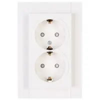 Kopp wandcontactdoos 2-voudig randaarde Safety+ voor enkele inbouwdoos HK07 Athenis helder wit glans (940229004)