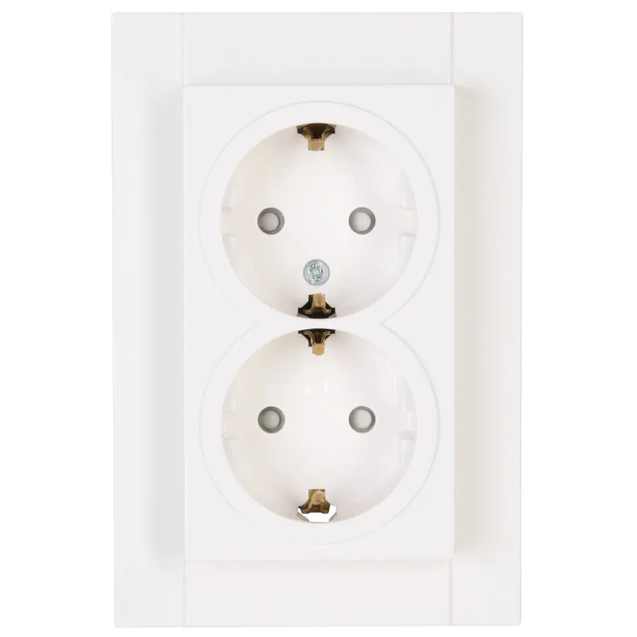 Kopp wandcontactdoos 2-voudig randaarde Safety+ voor enkele inbouwdoos HK07 Athenis helder wit glans (940229004)