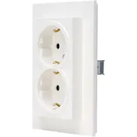 Kopp wandcontactdoos 2-voudig randaarde Safety+ voor enkele inbouwdoos HK07 Athenis helder wit glans (940229004)