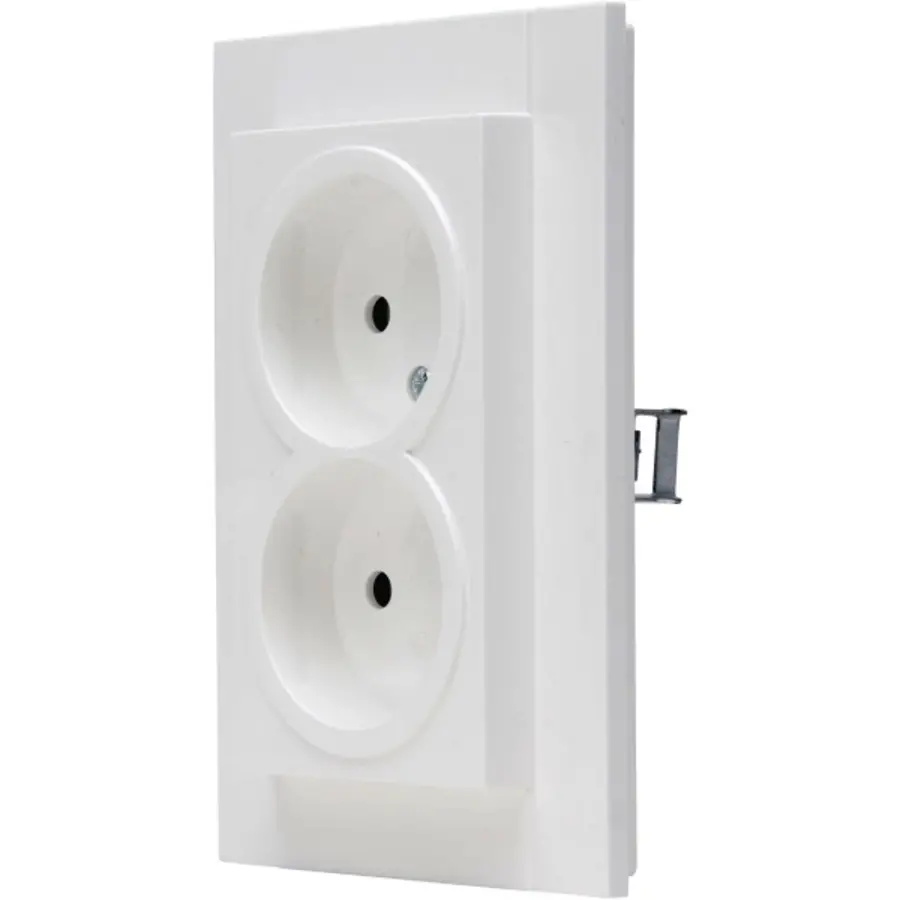 Kopp wandcontactdoos 2-voudig zonder randaarde Safety+ voor enkele inbouwdoos HK07 Athenis helder wit glans (950029005)