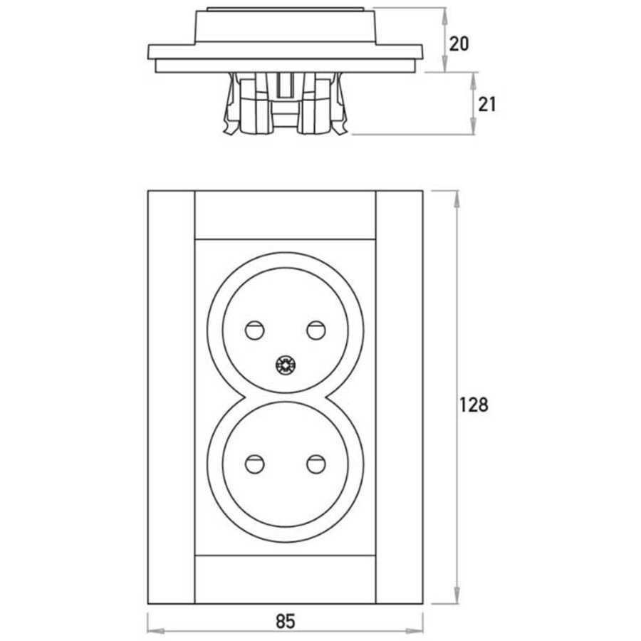 Kopp wandcontactdoos 2-voudig zonder randaarde Safety+ voor enkele inbouwdoos HK07 Athenis helder wit glans (950029005)
