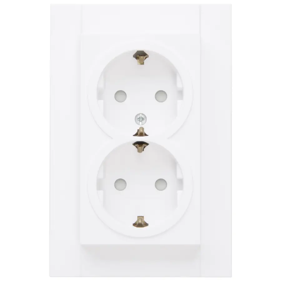 Kopp wandcontactdoos 2-voudig randaarde Safety+ voor enkele inbouwdoos HK07 Athenis arctic wit mat (940232004)