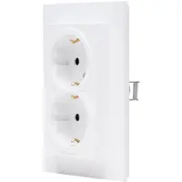 Kopp wandcontactdoos 2-voudig randaarde Safety+ voor enkele inbouwdoos HK07 Athenis arctic wit mat (940232004)