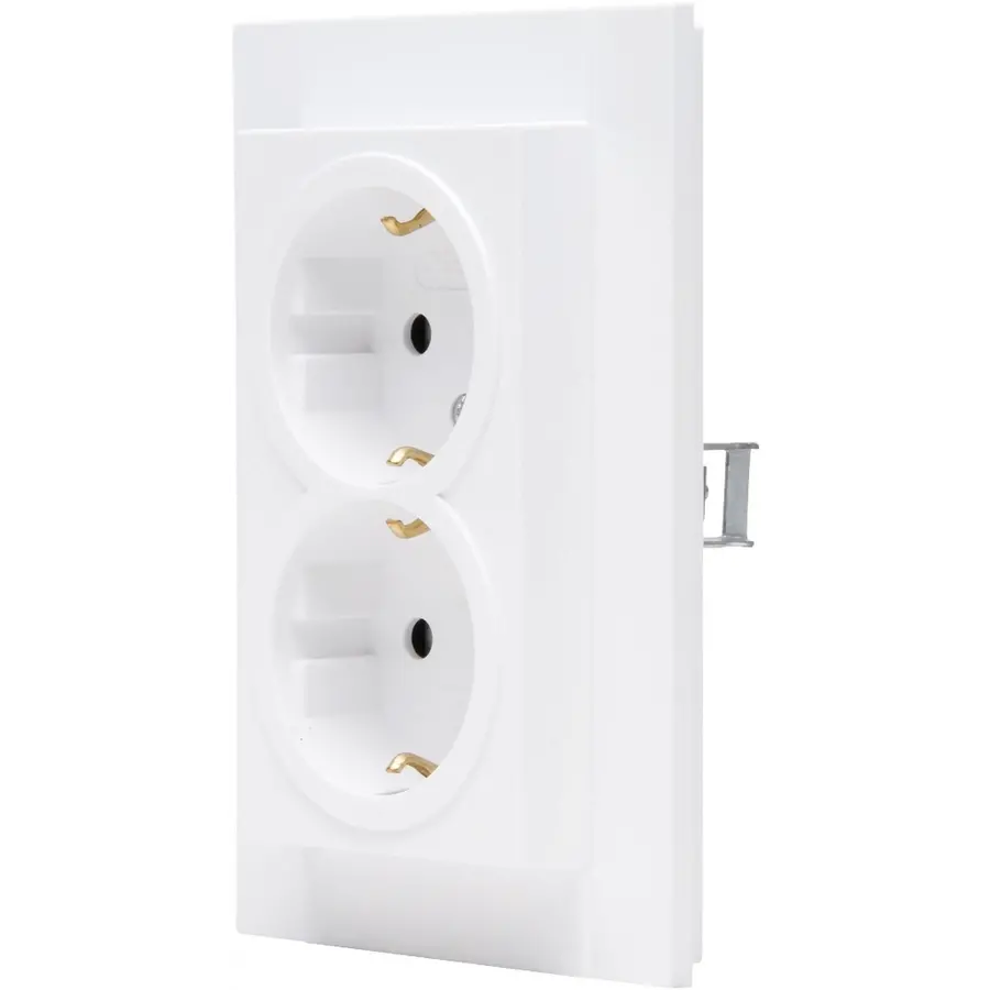 Kopp wandcontactdoos 2-voudig randaarde Safety+ voor enkele inbouwdoos HK07 Athenis arctic wit mat (940232004)