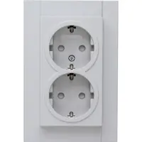 Kopp wandcontactdoos 2-voudig randaarde Safety+ voor enkele inbouwdoos HK07 Athenis grijs mat (940234006)