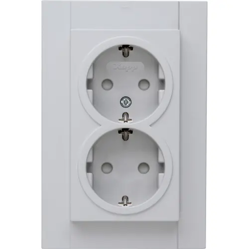 Kopp wandcontactdoos 2-voudig randaarde Safety+ voor enkele inbouwdoos HK07 Athenis grijs mat (940234006)
