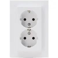 Kopp wandcontactdoos 2-voudig randaarde voor enkele inbouwdoos HK07 Athenis arctic wit glans (958213006)