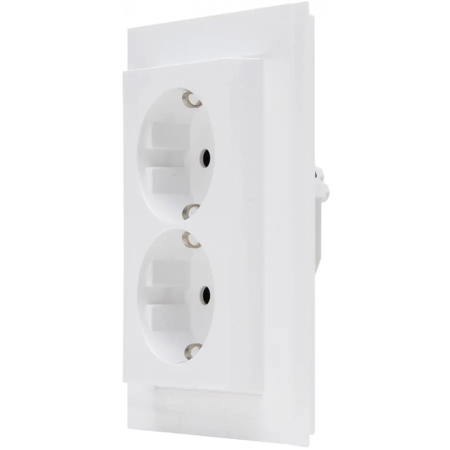 Kopp wandcontactdoos 2-voudig randaarde voor enkele inbouwdoos HK07 Athenis arctic wit glans (958213006)