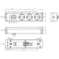 Kopp UNOversal PLUS snoercentrale 3-voudig RA SH met schakelaar 1,4 mtr snoer wit (232502006)