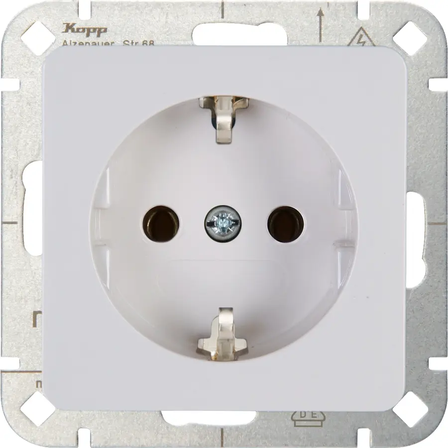 Kopp wandcontactdoos randaarde HK02 Milano arctic wit (914813003)