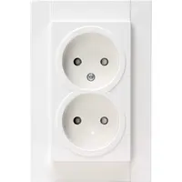 Kopp wandcontactdoos 2-voudig zonder randaarde Safety+ voor enkele inbouwdoos HK07 Athenis helder wit glans (950029005)