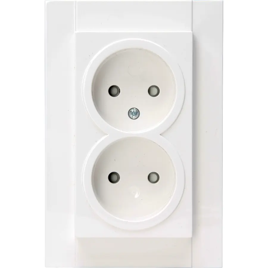 Kopp wandcontactdoos 2-voudig zonder randaarde Safety+ voor enkele inbouwdoos HK07 Athenis helder wit glans (950029005)