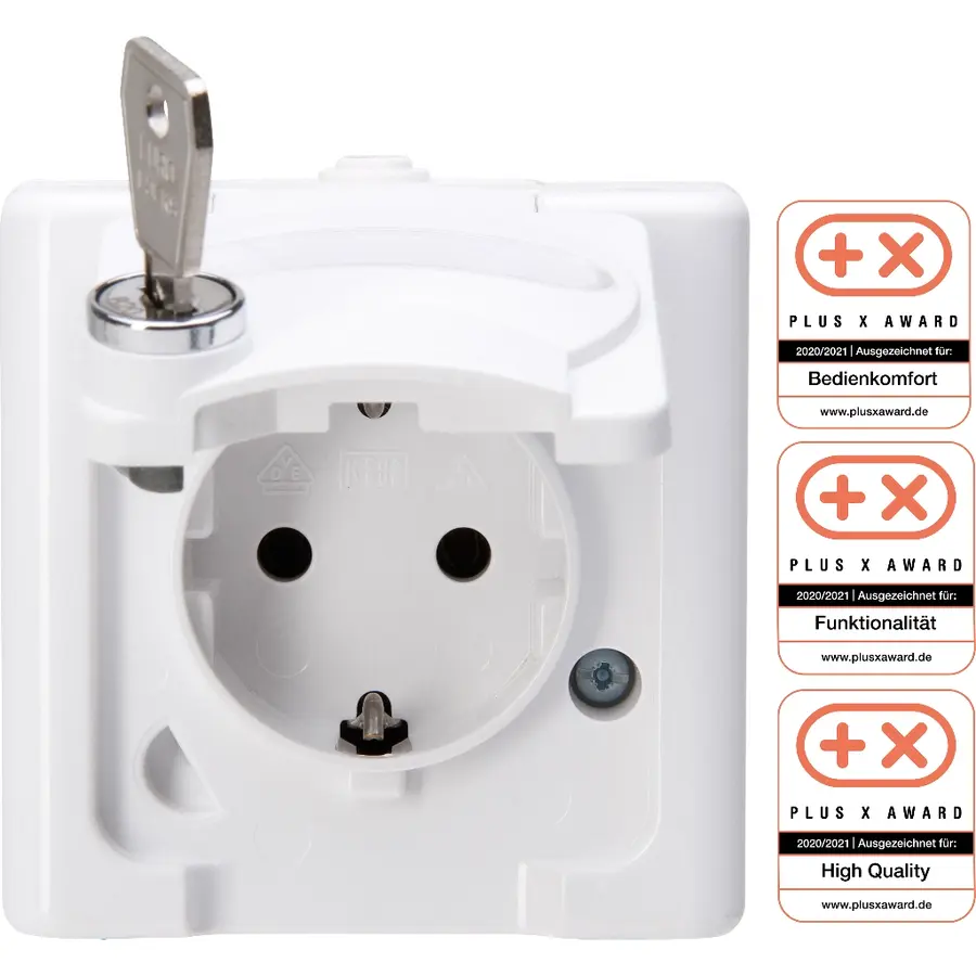 Kopp wandcontactdoos 1-voudig randaarde IP44 slot 11 arctic wit Blue Electric (103506007)