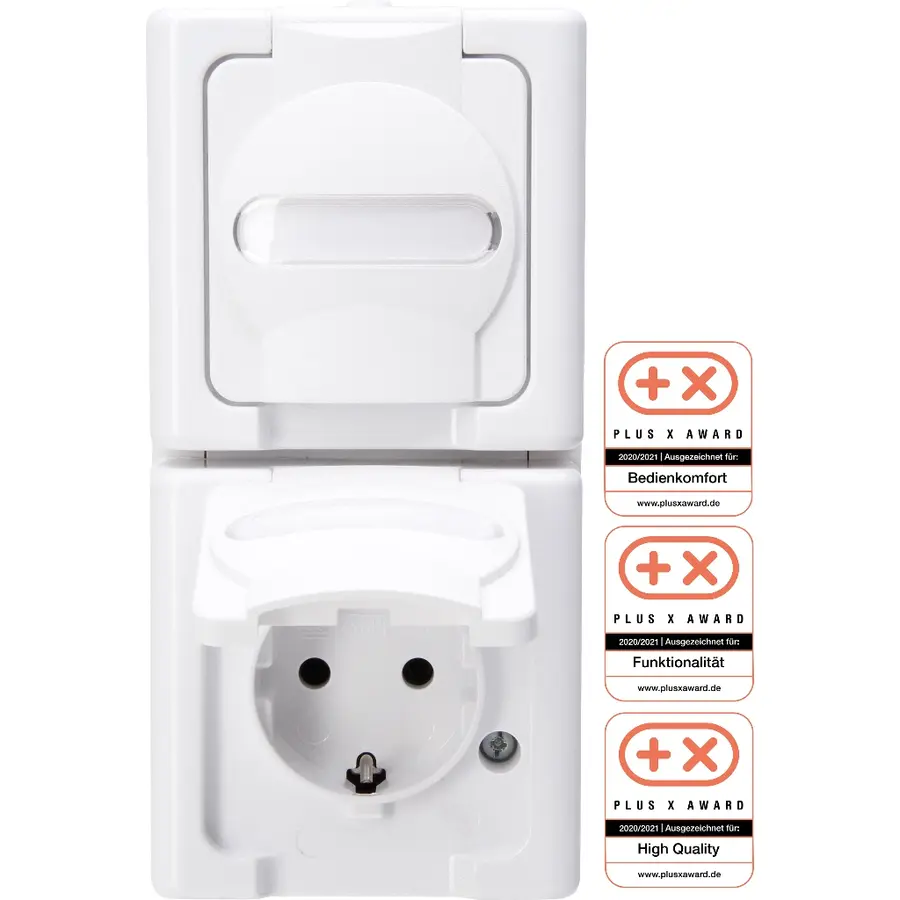 Kopp wandcontactdoos 2-voudig randaarde dks bedr verticaal IP44 arctic wit (131402009)