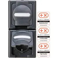 Kopp wandcontactdoos 2-voudig randaarde dks bedr verticaal IP44 antraciet (131415009)