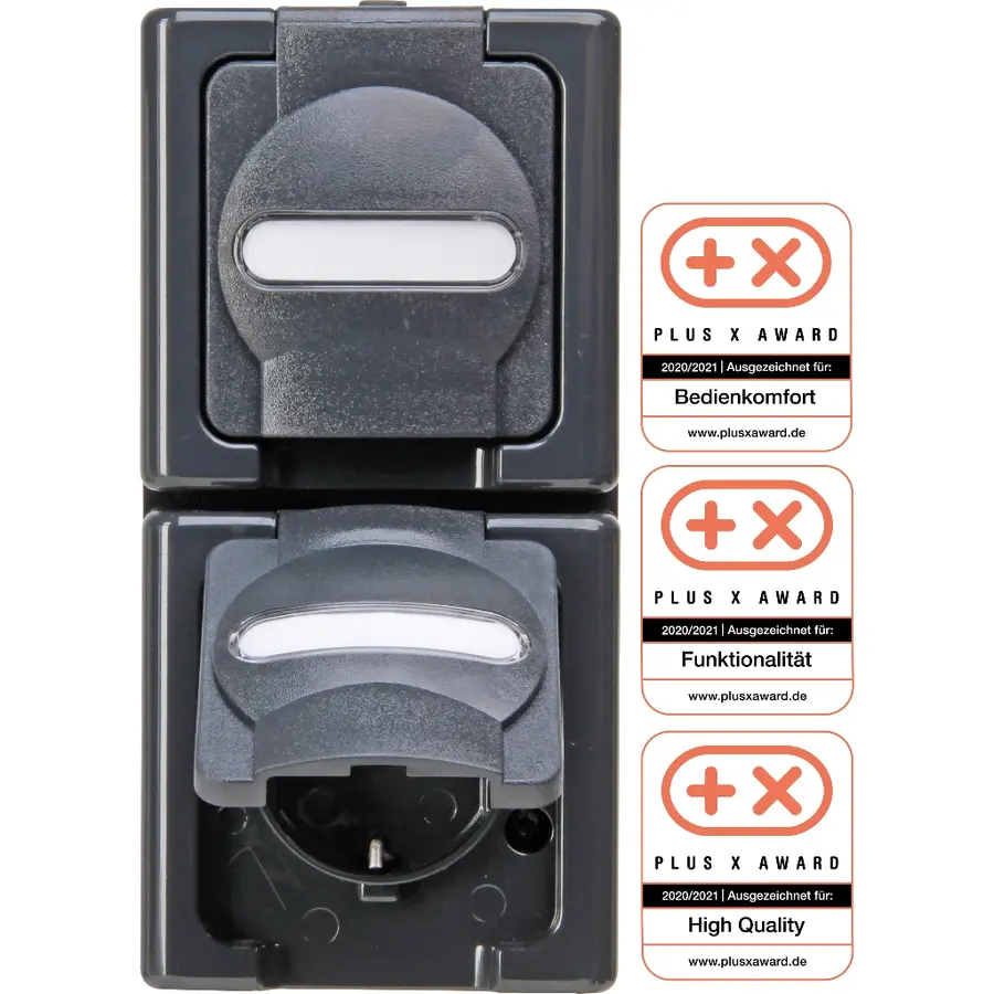 Kopp wandcontactdoos 2-voudig randaarde dks bedr verticaal IP44 antraciet (131415009)