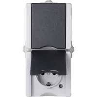 Kopp opbouw wandcontactdoos voorbedraad 2-voudig randaarde deksel verticaal IP44 proAQA grijs (947555007)
