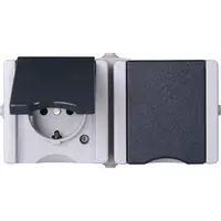 Kopp opbouw wandcontactdoos voorbedraad 2-voudig randaarde deksel horizonaal IP44 ProAQA grijs (950655000)