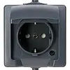 Kopp wandcontactdoos 1-voudig randaarde deksel IP44 antraciet Nautic (107815006) Kopp wandcontactdoos 1-voudig randaarde deksel IP44 antraciet Nautic (107815006)
