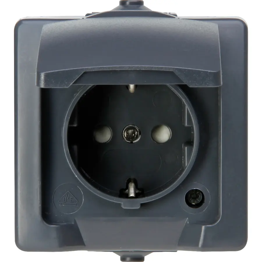 Kopp wandcontactdoos 1-voudig randaarde deksel IP44 antraciet Nautic (107815006)