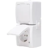 Kopp wandcontactdoos 2-voudig randaarde deksel IP44 verticaal arctic wit (136902009)
