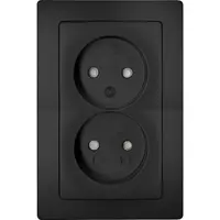 Kopp wandcontactdoos 2-voudig zonder randaarde Safety+ voor enkele inbouwdoos HK05 Paris zwart mat (944750081)
