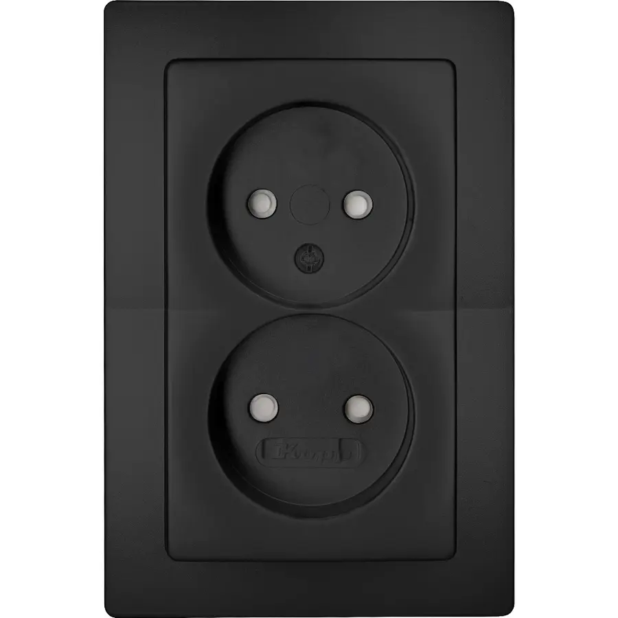 Kopp wandcontactdoos 2-voudig zonder randaarde Safety+ voor enkele inbouwdoos HK05 Paris zwart mat (944750081)