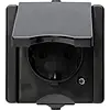 Kopp opbouw wandcontactdoos randaarde deksel IP44 ProAQA zwart (947405009)