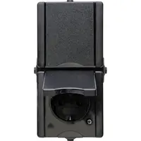 Kopp opbouw wandcontactdoos voorbedraad 2-voudig randaarde deksel verticaal IP44 ProAQA zwart (947506003)