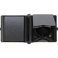 Kopp opbouw combinatie wisselschakelaar en wandcontactdoos randaarde horizontaal IP44 proAQA zwart (139405000)