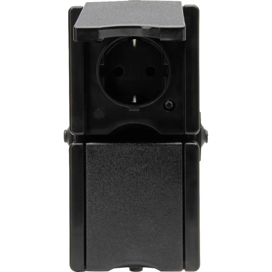Kopp opbouw wandcontactdoos 2-voudig randaarde deksel verticaal IP44 ProAQA zwart (947505002)