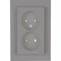 Kopp wandcontactdoos 2-voudig zonder randaarde Safety+ voor enkele inbouwdoos HK07 Athenis staal grijs (950047007)