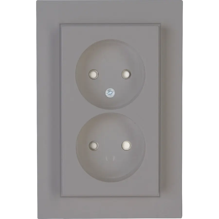 Kopp wandcontactdoos 2-voudig zonder randaarde Safety+ voor enkele inbouwdoos HK07 Athenis staal grijs (950047007)