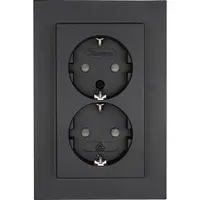 Kopp wandcontactdoos 2-voudig randaarde Safety+ voor enkele inbouwdoos HK07 Athenis antraciet (940215003)