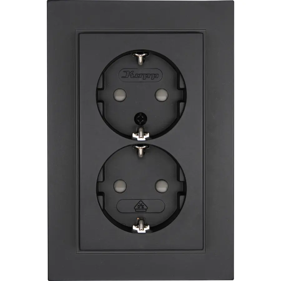 Kopp wandcontactdoos 2-voudig randaarde Safety+ voor enkele inbouwdoos HK07 Athenis antraciet (940215003)