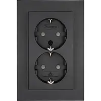 Kopp wandcontactdoos 2-voudig randaarde Safety+ voor enkele inbouwdoos HK07 Athenis antraciet (940215003)