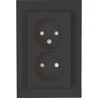 Kopp wandcontactdoos 2-voudig zonder randaarde Safety+ voor enkele inbouwdoos HK07 Athenis antraciet (950015004)