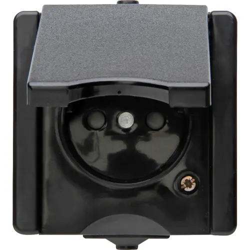 Kopp opbouw wandcontactdoos penaarde en klapdeksel IP44 ProAQA zwart (954705002) Kopp opbouw wandcontactdoos penaarde en klapdeksel IP44 ProAQA zwart (954705002)