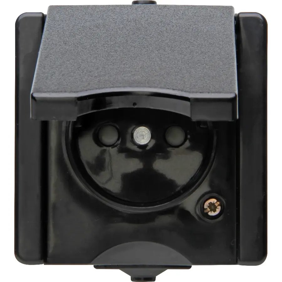 Kopp opbouw wandcontactdoos penaarde en klapdeksel IP44 ProAQA zwart (954705002)
