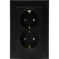 Kopp wandcontactdoos 2-voudig randaarde Safety+ voor enkele inbouwdoos HK07 Athenis zwart mat (940250006)