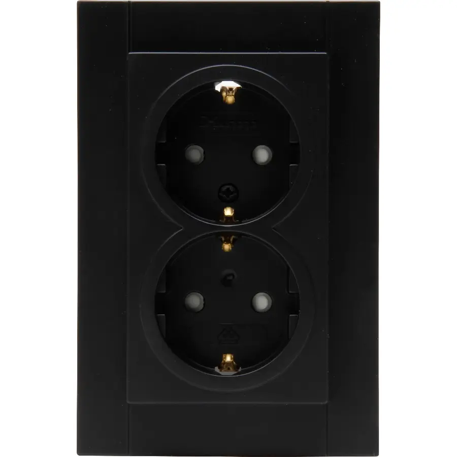 Kopp wandcontactdoos 2-voudig randaarde Safety+ voor enkele inbouwdoos HK07 Athenis zwart mat (940250006)