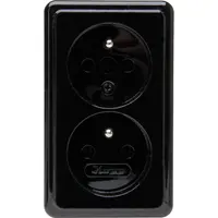 Kopp opbouw wandcontactdoos 2-voudig penaarde Standard zwart (108405008)