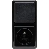 Kopp combinatie schakelaar / wandcontactdoos met penaarde Standard arctic zwart (109005007)