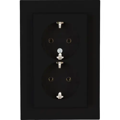 Kopp wandcontactdoos 2-voudig randaarde voor enkele inbouwdoos HK07 Athenis zwart mat (929550000) Kopp wandcontactdoos 2-voudig randaarde voor enkele inbouwdoos HK07 Athenis zwart mat (929550000)