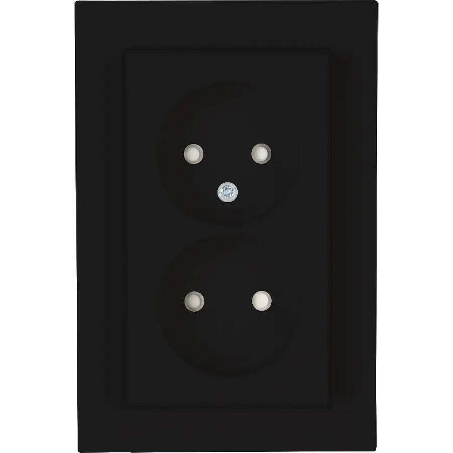 Kopp wandcontactdoos 2-voudig zonder randaarde Safety+ voor enkele inbouwdoos HK07 Athenis zwart mat (950050007)